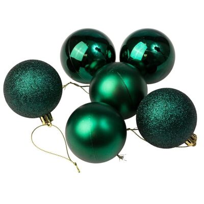 Set of 6 Christmas balls with a diameter of 6 cm- Dark green