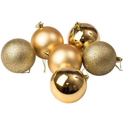 Set mit 6 Weihnachtskugeln mit einem Durchmesser von 8 cm – Gold