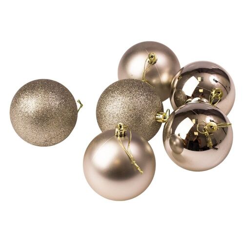 Set of 6 Christmas balls with a diameter of 8 cm- Champagne