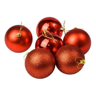 Set mit 6 Weihnachtskugeln mit einem Durchmesser von 8 cm – Rot