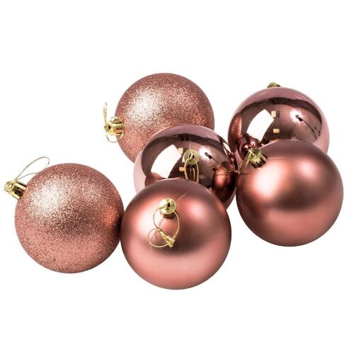 Set of 6 Christmas balls with a diameter of 8 cm- Rose gold