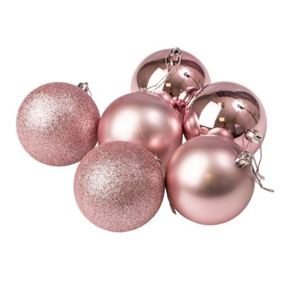 Set of 6 Christmas balls with a diameter of 8 cm- Pink