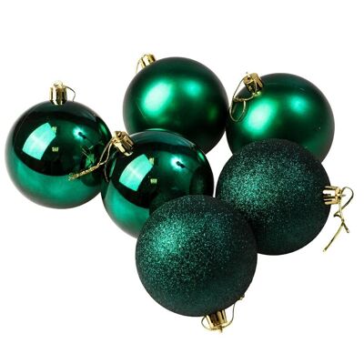 Juego de 6 bolas navideñas de 8 cm de diámetro- Verde oscuro