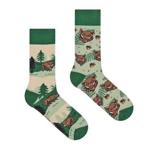 Wild boar socks - casual mismatched socks