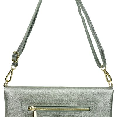 Crossbody bag with studded flap in leather Pesaro 99024