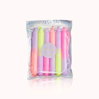 Dip Dye candles set: Neon Lavender Edition