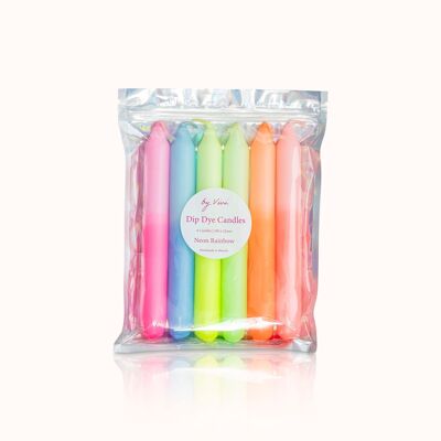 Dip Dye candles set: Neon Rainbow