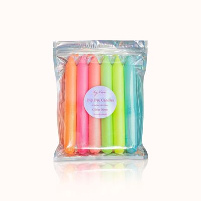 Dip Dye candles set: Glitter Neon Edition
