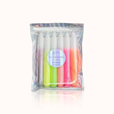 Dip Dye candles in a set: Glitter Dip Edition