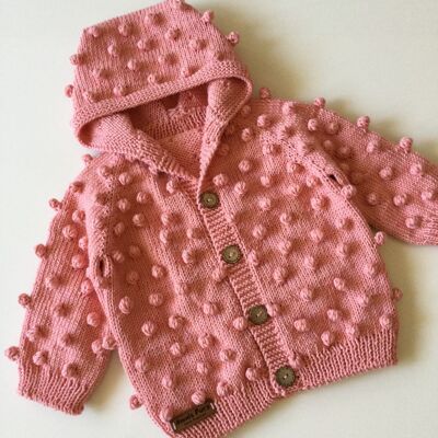 Omnis Pura Handmade  Jacket, Popcorn Coat, Hoodie - Salmon pink