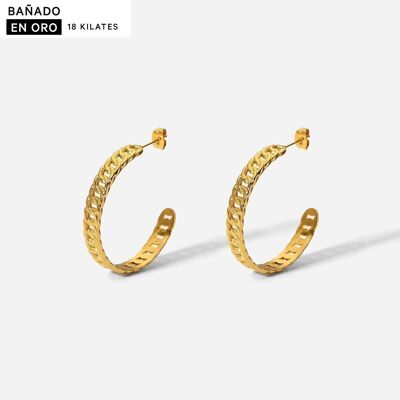 Boucles d'oreilles en acier plaqué or 18 carats 2700100002055