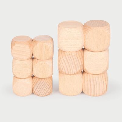 Cubos de madera natural (40 mm) - Pk6