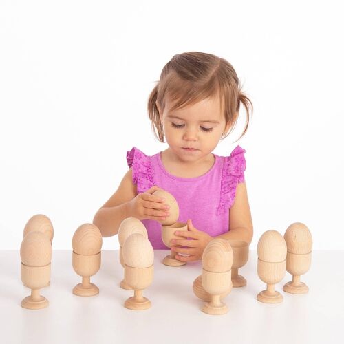 Natural Wooden Egg Cups - Pk10