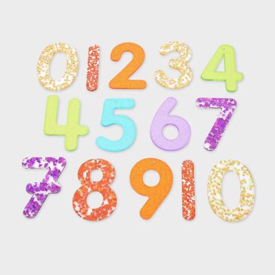 Numeri arcobaleno glitterati - conf. 14