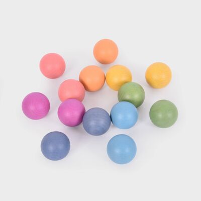 Rainbow Wooden Balls - Pk14