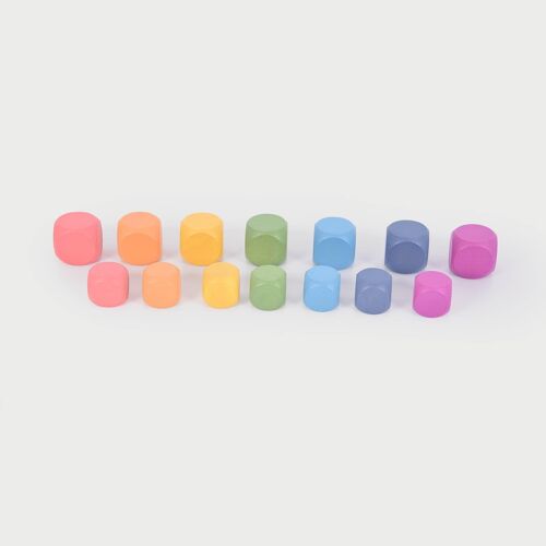 Rainbow Wooden Cubes - Pk14