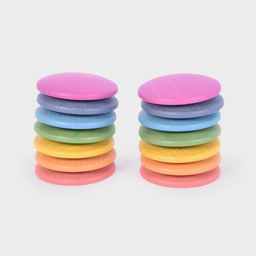 Rainbow Wooden Discs - Pk14