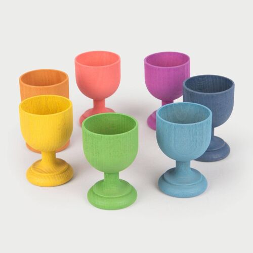Rainbow Wooden Egg Cups - PK7