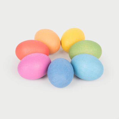 Rainbow Wooden Eggs - Pk7