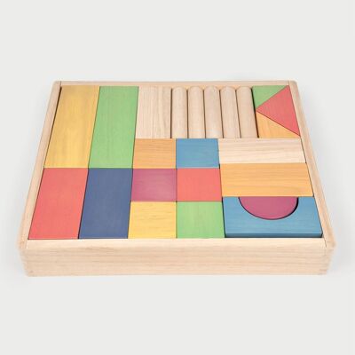 Rainbow Wooden Jumbo Block Set - Pk54