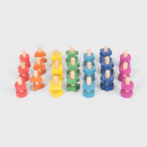 Rainbow Wooden Nuts & Bolts - Pk21