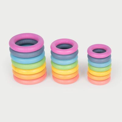 Rainbow Wooden Rings - Pk21