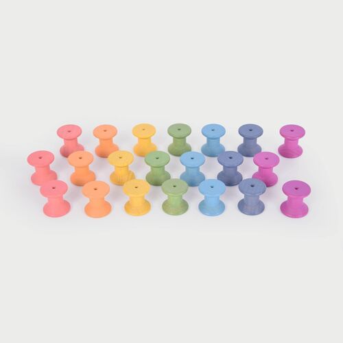 Rainbow Wooden Spools - Pk21