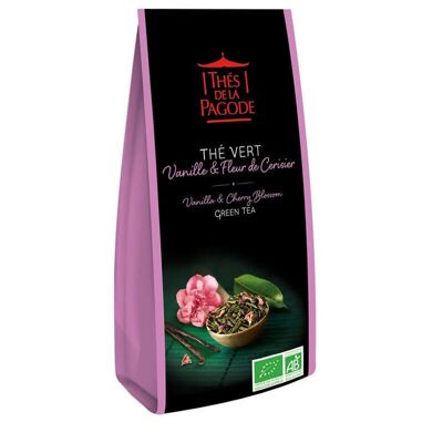 Té verde de vainilla y flor de cerezo ecológico