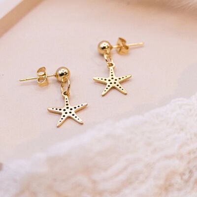 Earrings starfish stainless steel - lightweight sea stud earrings