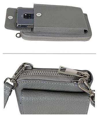 Sac à bandoulière multifonctionnel moderne, sac portefeuille en cuir véritable pour téléphone portable, adapté aux téléphones portables jusqu'à 6,7 pouces 4