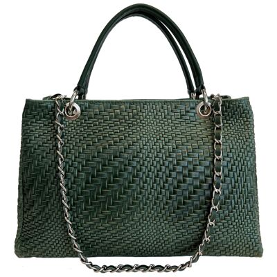 Modarno Women's handbag in genuine leather with shoulder strap 35x15x22 cm