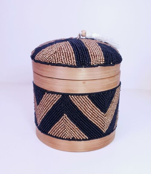Black Gold Tubes Beads Bali Bamboo Box