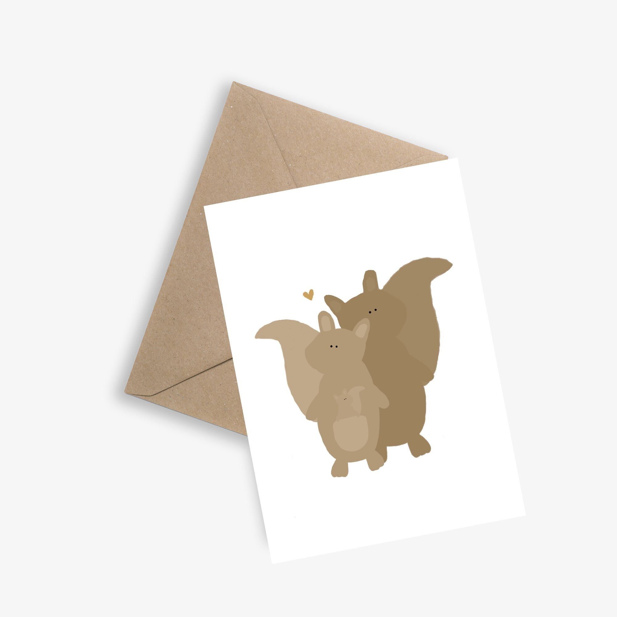 Biglietto di nascita: papà, mamma e cucciolo di scoiattolo