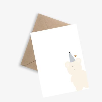 Message Card - SHY BUT FESTIVE LITTLE BEAR