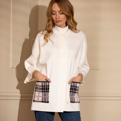 Pure wool cardigan with 100% Merino Scottish fabric inserts