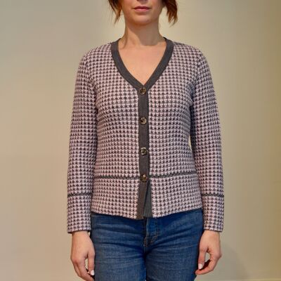 Cardigan Lavorato in Maglieria Pura Lana