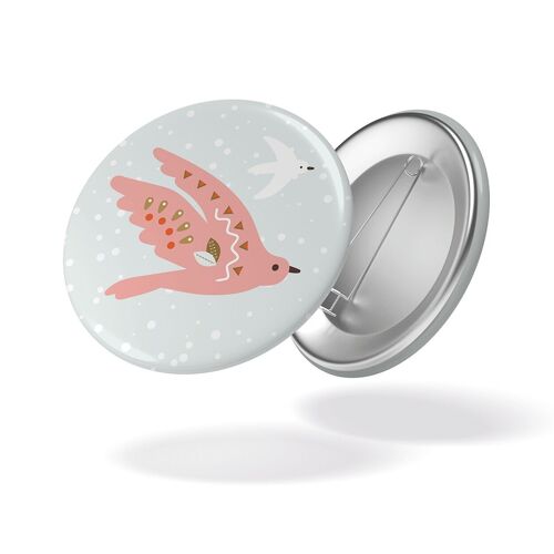 Libre comme l'air - Badge Oiseau rose #85