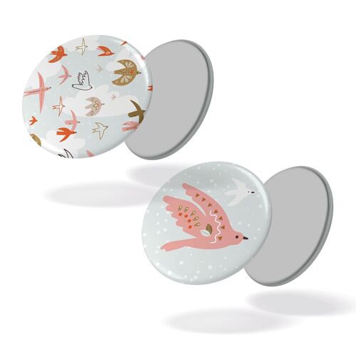 Libre comme l'air + oiseau rose - Lot de 2 magnets #87