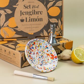 Set à Infusion Gingembre et Citron - Assiette râpe, presse-agrumes et pinceau 10