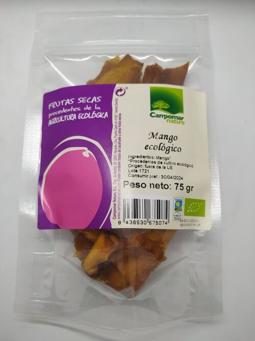 MANGO DESHIDRATADO EN TIRAS ECOLÓGICO 75 gr