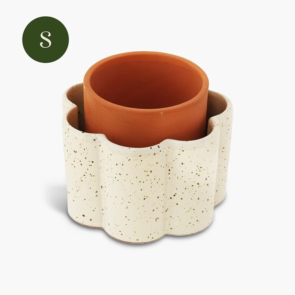 Paulita Selbstversorgertopf (S) - Gemasertes Weiß