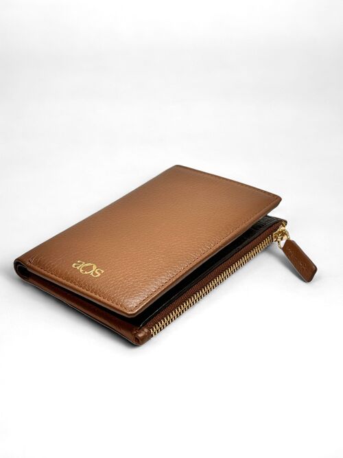 Minimalist Leather Card Holder Wallet with Zip Pocket, Purse Credit Card Holder, Luxury Leather