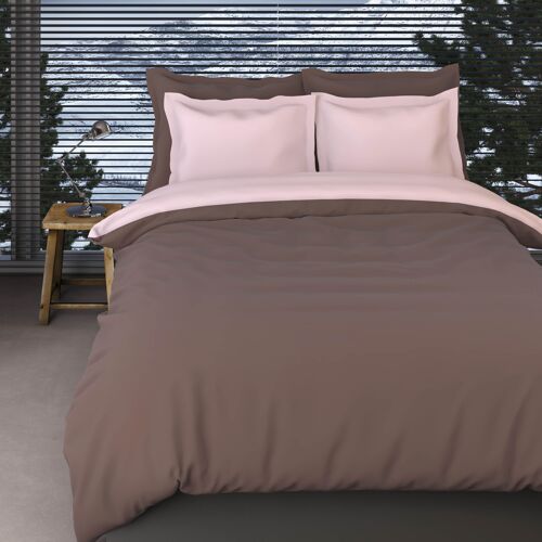 Romanette Flanellen dekbedovertrek Comtesse Taupe/Rose