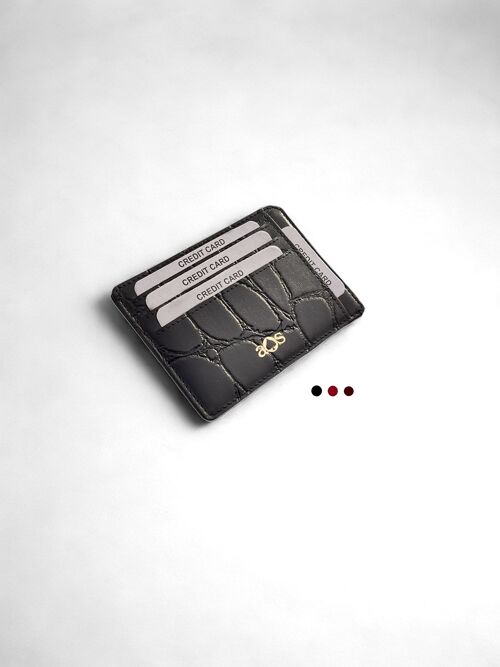 Minimalist Leather Card Holder Croc Design, Luxury Card Wallet