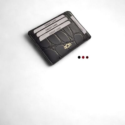 Titular de tarjeta de cuero minimalista Croc Design, billetera de tarjeta de lujo