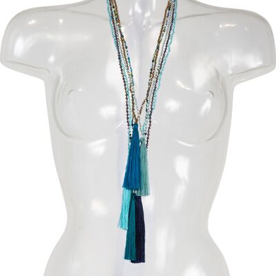 Collares pompones colores azules X10