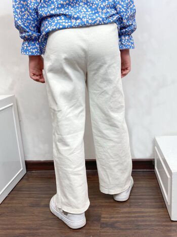 Pantalon ample en coton à taille haute élastiquée pour fille 4