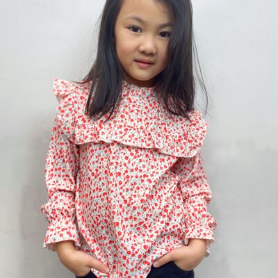 Liberty floral top with long sleeves and ruffles for girls
