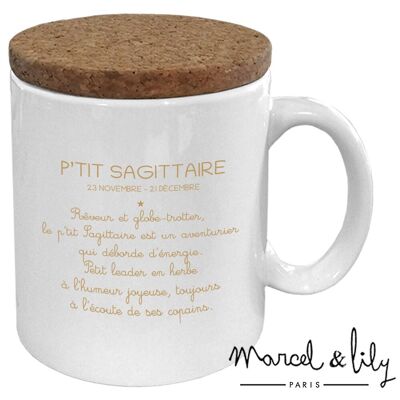 Taza infantil Astro "Pequeño Sagitario" con tapa de corcho