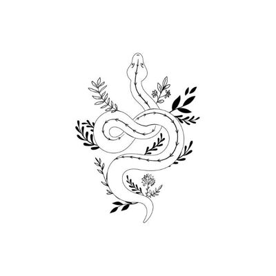 Tatuaje temporal Sioou - Serpiente floral x5